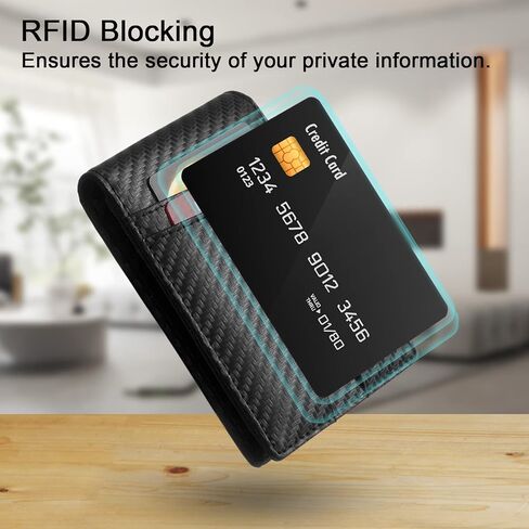 محفظة YIJINSHENG مع حامل بطاقة Airtag للرجال مع محفظة بطاقة هوائية رفيعة وبسيطة من ألياف الكربون ومحفظة من الجلد الصناعي RFID للرجال in Kuwait