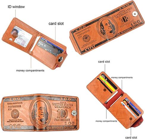 Men Us Dollar Bill Wallet Billfold Leather Credit Card Photo Holder in Kuwait