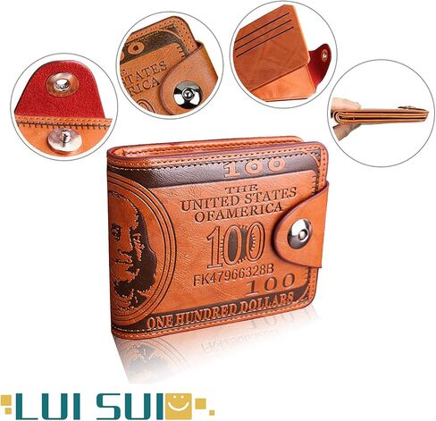 Men Us Dollar Bill Wallet Billfold Leather Credit Card Photo Holder in Kuwait