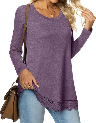 Netsmile Women's Fall Long Sleeve Crewneck Tunic Tops Casual Sweatshirt for Leggings in Kuwait