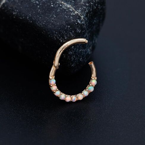 حلقات حاجز الانف من الذهب عيار 14 قيراط 16 غرام للنساء والرجال من ديزاينفي، اقراط حلقية مفصلية 6 ملم 8 ملم، حلقات زركونيا مكعبة للانف وحاجز الانف وهيليكس وروك وزنمة الاذن، مضادة للحساسية، لون in Kuwait