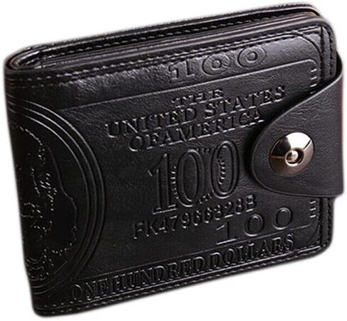 Generic Mens Coffee Bi-fold Card Photo Holder Wallet Handbag Purse US 100 Dollar Bill Leather (Black) in Saudi Arabia