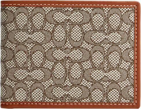 Coach Slim Billfold in Micro Signature Jacquard, Cocoa/Burnished Amber in Saudi Arabia