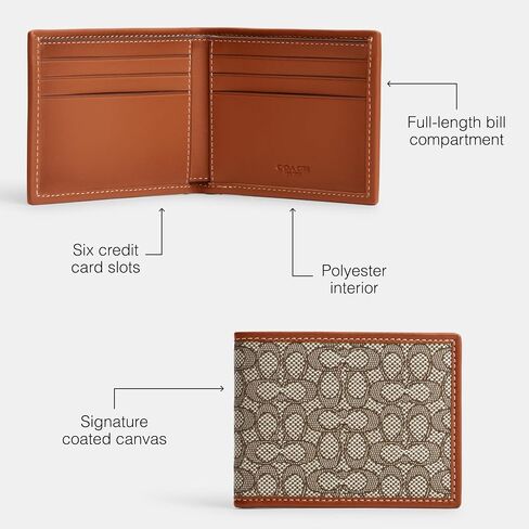 Coach Slim Billfold in Micro Signature Jacquard, Cocoa/Burnished Amber in Saudi Arabia