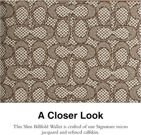 Coach Slim Billfold in Micro Signature Jacquard, Cocoa/Burnished Amber in Saudi Arabia