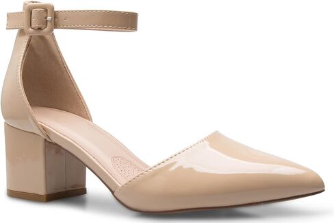Olivia K Women's Classic Pumps Close Toe Ankle Strap Kitten Heel - Adorable Low Block Heel in Kuwait