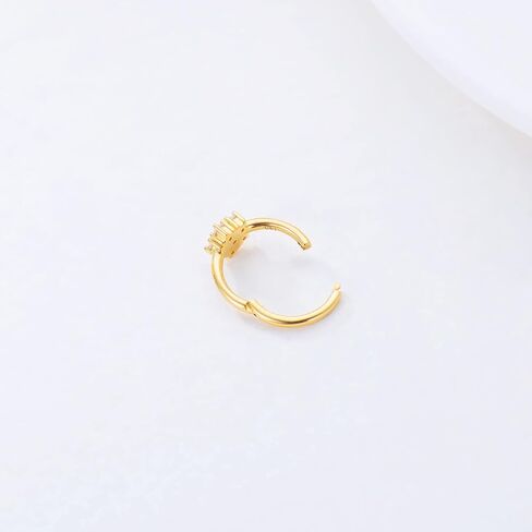 SISGEM 14K الذهب الحقيقي زهرة الأنف الدائري مع زركونيا مكعب براق، 1 قطعة الذهب الأصفر هوب الصغيرة حلق الأنف الدائري هدية مجوهرات جميلة لعيد الأم، 18 مقياس (2 في 1), معدن احجار كريمة, زركونيا مكعب in Saudi Arabia