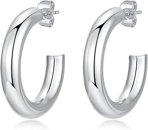 CiNily Womens Chunky Gold Hoop Earrings 14K Gold Plated Lightweight Hypoallergenic Open Thick Gold Hoops Earrings for Sensitive Ears in Kuwait