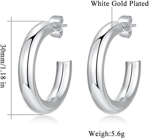 CiNily Womens Chunky Gold Hoop Earrings 14K Gold Plated Lightweight Hypoallergenic Open Thick Gold Hoops Earrings for Sensitive Ears in Kuwait