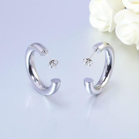 CiNily Womens Chunky Gold Hoop Earrings 14K Gold Plated Lightweight Hypoallergenic Open Thick Gold Hoops Earrings for Sensitive Ears in Kuwait