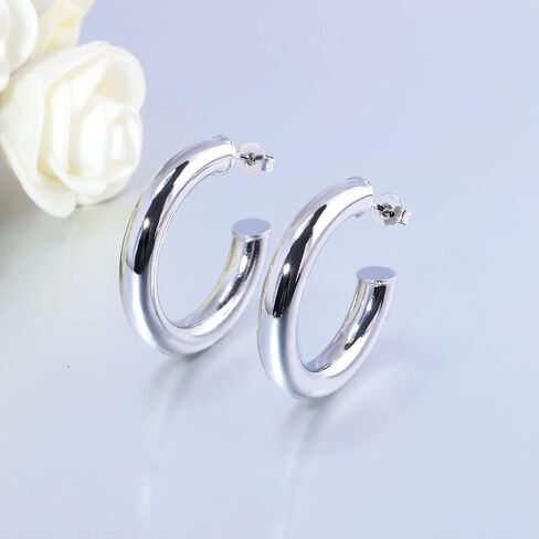 CiNily Womens Chunky Gold Hoop Earrings 14K Gold Plated Lightweight Hypoallergenic Open Thick Gold Hoops Earrings for Sensitive Ears in Kuwait