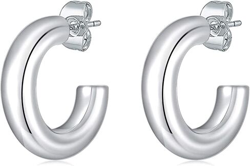 CiNily Womens Chunky Gold Hoop Earrings 14K Gold Plated Lightweight Hypoallergenic Open Thick Gold Hoops Earrings for Sensitive Ears in Kuwait