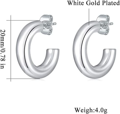 CiNily Womens Chunky Gold Hoop Earrings 14K Gold Plated Lightweight Hypoallergenic Open Thick Gold Hoops Earrings for Sensitive Ears in Kuwait