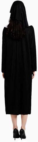 زي عباءة الراهبة الفاخر من AMG GLOBAL، زي الراهبة المريح للبالغين | أزياء الهالوين للنساء، أزياء مخيفة مثالية لحفلات الهالوين التأثيرية، أزياء كرتونية باللون الأسود in Kuwait