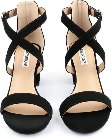 صنادل نسائية بكعب مكتنز من JOY IN LOVE مقاس 3 بوصات وحزام للكاحل وكعب منخفض in Saudi Arabia