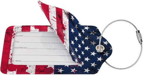 2 Pcs Luggage Tag with Name Id Card Perfect to Quickly Spot Pu Leather Luggage Suitcase- American Flag in Saudi Arabia