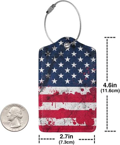 2 Pcs Luggage Tag with Name Id Card Perfect to Quickly Spot Pu Leather Luggage Suitcase- American Flag in Saudi Arabia