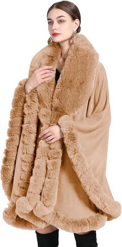 Ponchos for Women Shawls and Wraps Evening Dresses Faux Fur Collar Cloak Cape Pashmina in Saudi Arabia