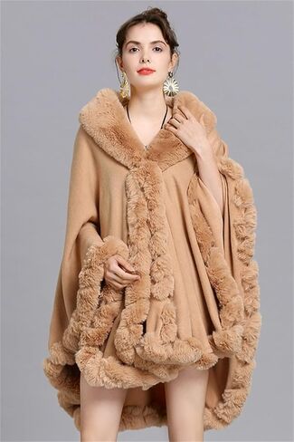 Ponchos for Women Shawls and Wraps Evening Dresses Faux Fur Collar Cloak Cape Pashmina in Saudi Arabia