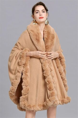 Ponchos for Women Shawls and Wraps Evening Dresses Faux Fur Collar Cloak Cape Pashmina in Saudi Arabia