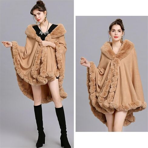 Ponchos for Women Shawls and Wraps Evening Dresses Faux Fur Collar Cloak Cape Pashmina in Saudi Arabia