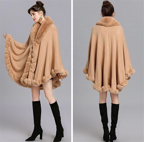 Ponchos for Women Shawls and Wraps Evening Dresses Faux Fur Collar Cloak Cape Pashmina in Saudi Arabia
