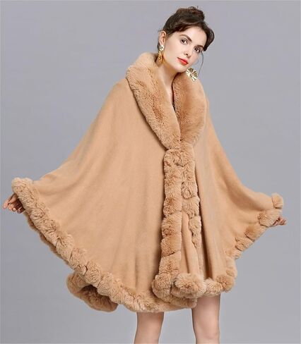 Ponchos for Women Shawls and Wraps Evening Dresses Faux Fur Collar Cloak Cape Pashmina in Saudi Arabia