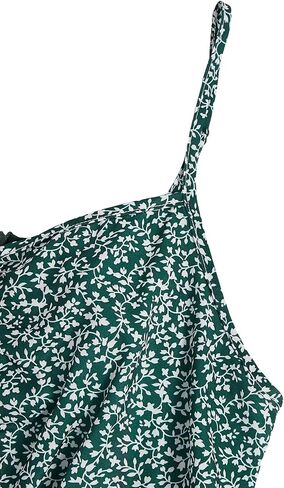 WDIRARA Girl's Ditsy Floral Print Dress Spaghetti Strap V Neck Ruched Flared Cami Dress in Kuwait