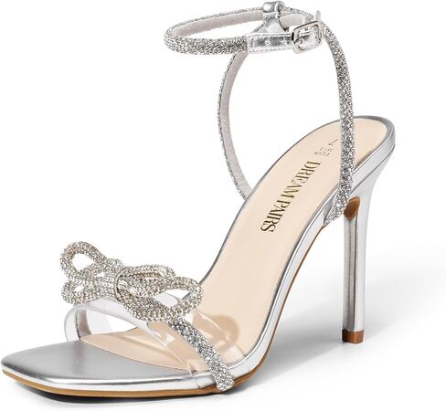 Dream Pairs Women's Double Bowknots Heels, Stiletto Heels with Rhinestone Bow Slingback High Heeled Sandals Square Toe Shoes in Saudi Arabia