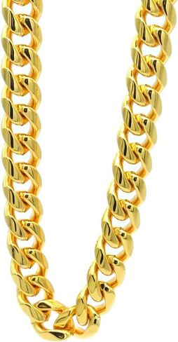 TUOKAY 18K Heavy Big Faux Gold Chain Necklace,16mm 30 Inch Hip Hop Long Big Fake Gold Rapper Chain, Punk Style Shiny 90s Cuban Link Chain in Kuwait