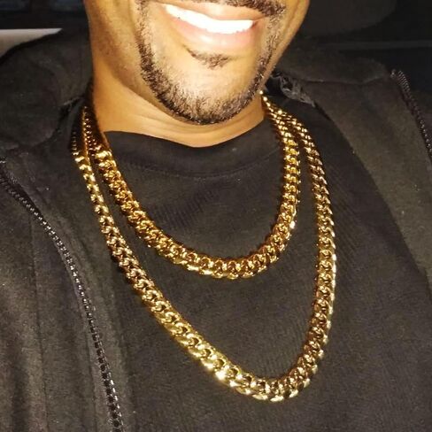 TUOKAY 18K Heavy Big Faux Gold Chain Necklace,16mm 30 Inch Hip Hop Long Big Fake Gold Rapper Chain, Punk Style Shiny 90s Cuban Link Chain in Kuwait