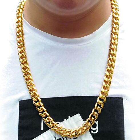 TUOKAY 18K Heavy Big Faux Gold Chain Necklace,16mm 30 Inch Hip Hop Long Big Fake Gold Rapper Chain, Punk Style Shiny 90s Cuban Link Chain in Kuwait