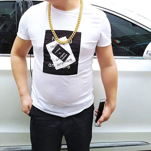 TUOKAY 18K Heavy Big Faux Gold Chain Necklace,16mm 30 Inch Hip Hop Long Big Fake Gold Rapper Chain, Punk Style Shiny 90s Cuban Link Chain in Kuwait