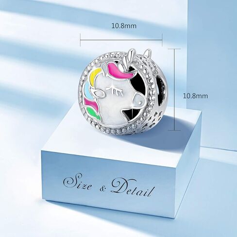 فور إيفر كوين حلية يونيكورن لسوار باندورا سحر ، شكل دائري أصلي 925 فضة استرلينية ملونة مطلية بالمينا للأساور الأوروبية عيد الميلاد in Kuwait