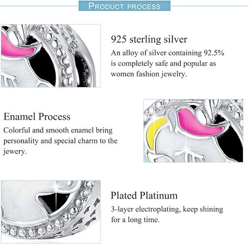 فور إيفر كوين حلية يونيكورن لسوار باندورا سحر ، شكل دائري أصلي 925 فضة استرلينية ملونة مطلية بالمينا للأساور الأوروبية عيد الميلاد in Kuwait