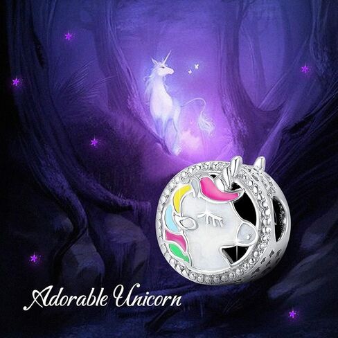 فور إيفر كوين حلية يونيكورن لسوار باندورا سحر ، شكل دائري أصلي 925 فضة استرلينية ملونة مطلية بالمينا للأساور الأوروبية عيد الميلاد in Kuwait