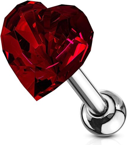 Amelia Fashion 16 مقياس كريستال القلب العلوي Tragus/الغضروف مسمار أثقال 316L فولاذ جراحي (لون اختيار) in Saudi Arabia