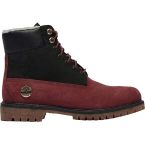 Timberland Youth Boys 6 in Premium Shearling Waterproof Nubuck Boots Shoes, Black/Grapeleaf in Saudi Arabia