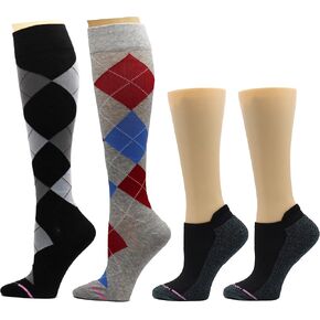 مجموعة جوارب كومبو الضاغطة للسيدات من دكتور موشن للكاحل والركبة مع دعم للقوس، 4 أزواج in Kuwait