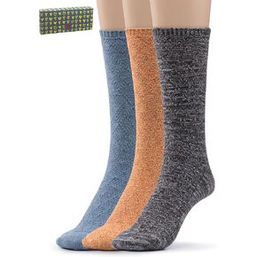 Women’s Warm Winter Crew Boot Socks – 3 Pairs of Vintage Socks for Short Boots with Optional Christmas Gift Box