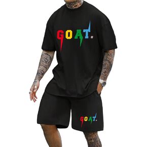 SOLY HUX Men's Letter Graphic Short Sleeve Tee and Drawstring Waist Track Shorts Set Casual 2 Piece Outfit