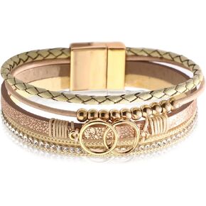 YANCHUN Boho Leather Wrap Bracelet for Women Infinity Beaded Bracelets with Clasp Stackable Leather Cuff Bangle Bracelet in Saudi Arabia
