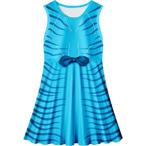 فستان الأميرة للفتيات الصغيرات للأطفال بنمط كرتوني لطيف وأكمام مكشكشة من 4 إلى 10 سنوات in Kuwait