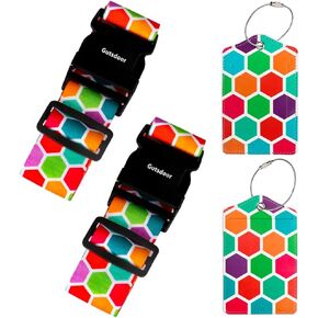 Gutsdoor 2 Pack Adjustable Luggage Straps with 2 Pack Luggage Tags for Suitcase, Carry On Bag, Travel Bag Accessories in Kuwait