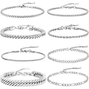 CLASICOMIS 8 Pcs Gold Bracelets for Men, Mens Stainless Steel Chain Bracelet Jewelry Set for Men in Kuwait