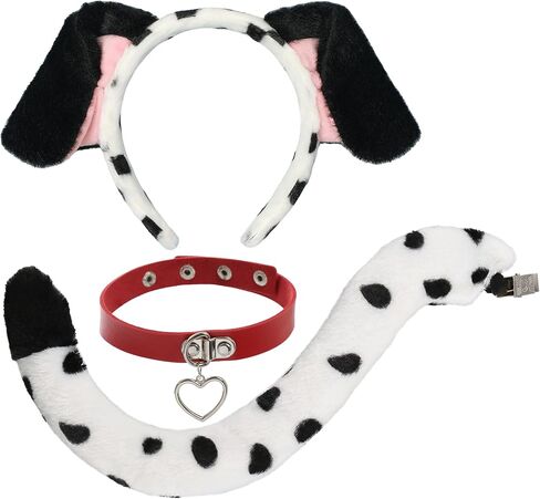 عصابة رأس بأذنين دلماسية من أوليفمونت وذيل كلب مع زي ضيق أحمر in Kuwait