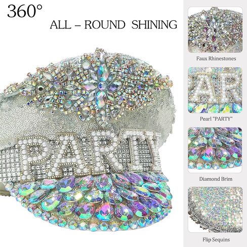 قبعات حفلات مرصعة بحجر الراين واللؤلؤ من نيداني، قبعة ديسكو لتزيين حفلات توديع العزوبية، قبعة راعية البقر اللامعة للنساء البالغات، لوازم حفلات توديع العزوبية in Kuwait