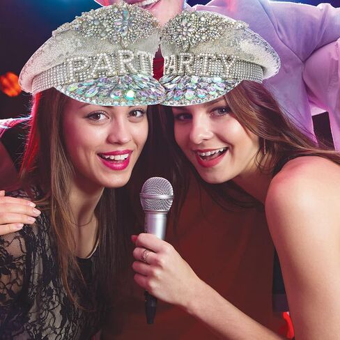 قبعات حفلات مرصعة بحجر الراين واللؤلؤ من نيداني، قبعة ديسكو لتزيين حفلات توديع العزوبية، قبعة راعية البقر اللامعة للنساء البالغات، لوازم حفلات توديع العزوبية in Kuwait