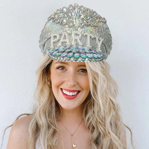 قبعات حفلات مرصعة بحجر الراين واللؤلؤ من نيداني، قبعة ديسكو لتزيين حفلات توديع العزوبية، قبعة راعية البقر اللامعة للنساء البالغات، لوازم حفلات توديع العزوبية in Kuwait
