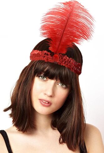 The Only One Colorful Sequins Headband 1920s Carnival Party Halloween Accessory Party Feather Headband For Women in Saudi Arabia